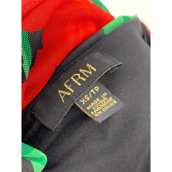 AFRM Women'S Black-Red Floral Delos One-Shoulder Cutout One-Piece Bodysuit SZ XS - Picture 9 of 10